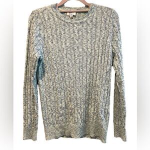 Kim Rogers Cable Knit Crew Neck Sweater‎ Long Sleeve Green Heather Petite Small